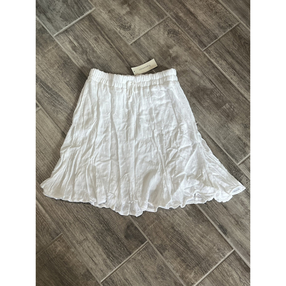 Sanctuary White Mini Skirt Elastic Waist‎ Ruffle Hem Textured Size Youth 12 - Picture 1 of 5